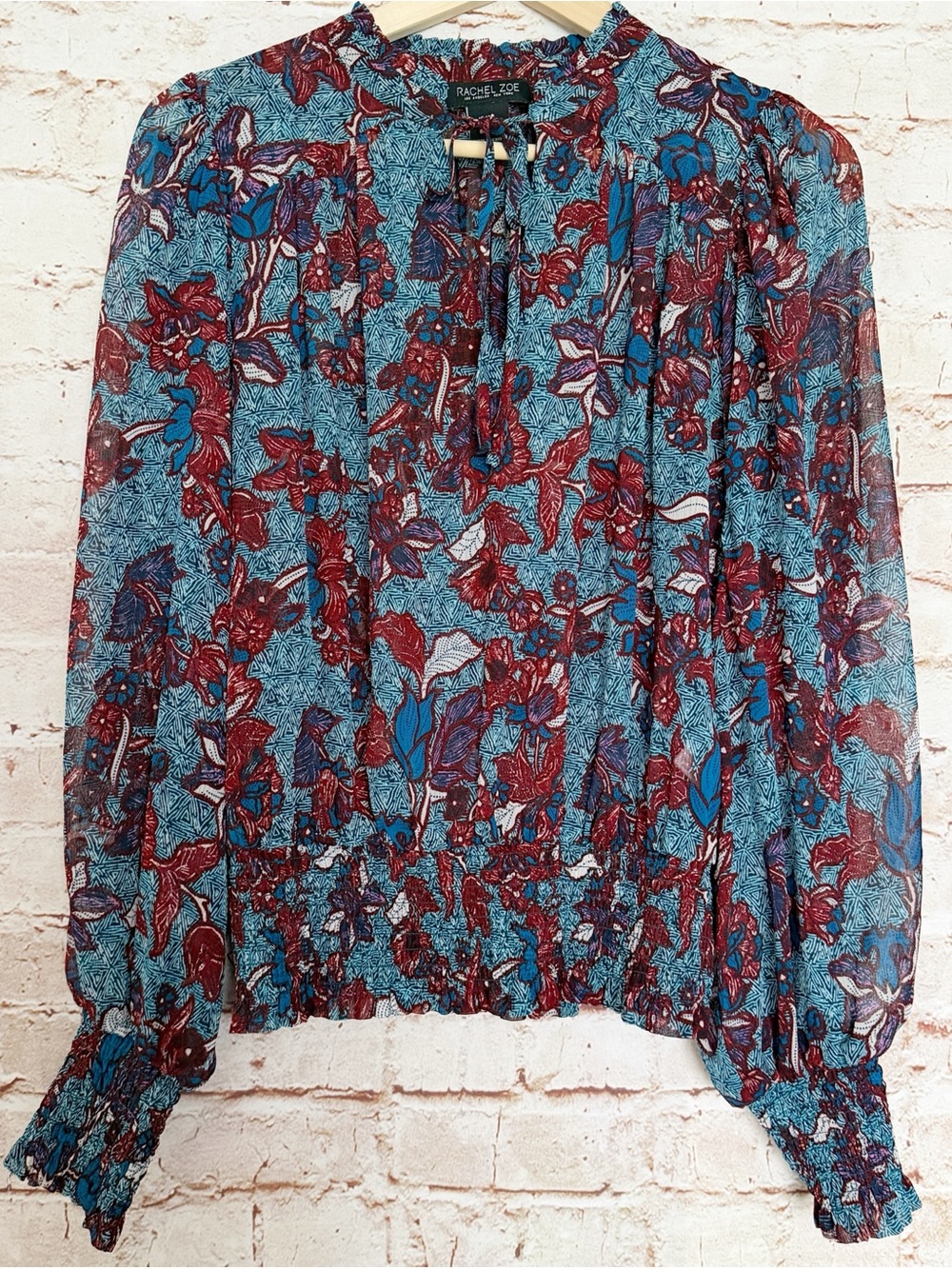 Rachel Zoe floral chiffon smocked blouse